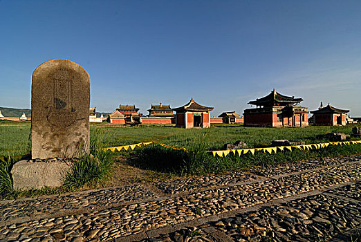 庙宇,石头,石板,寺院,喀喇昆仑,蒙古,亚洲