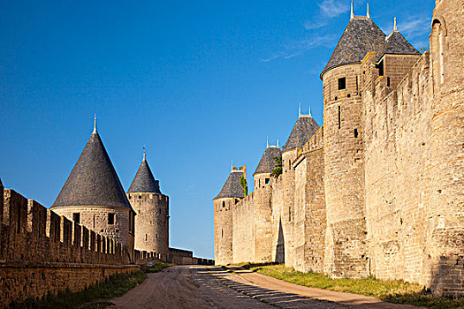 牢固,壁,围绕,中世纪,乡村,卡尔卡松尼,朗格多克-鲁西永大区,法国