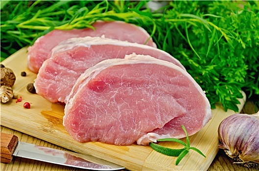 肉,猪肉,切片,木板,绿色