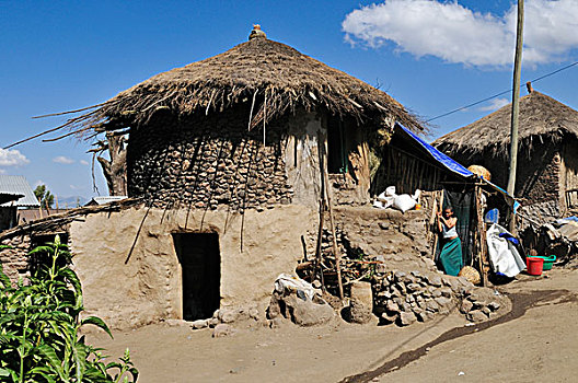 传统,小屋,房子,拉里贝拉,世界遗产,阿姆哈拉族,埃塞俄比亚,非洲