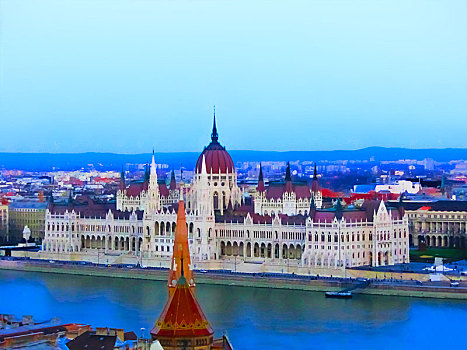 布达佩斯,议会,匈牙利,晚间