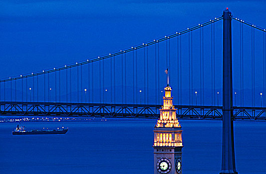 美国,旧金山,奥克兰湾大桥,钟楼