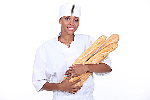 女性,做糕点,法棍面包