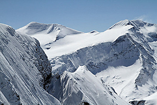 积雪,山,清晰,蓝天