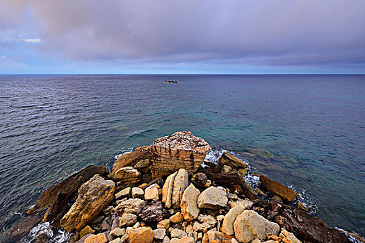 岩石海岸,夏天,地中海,法国