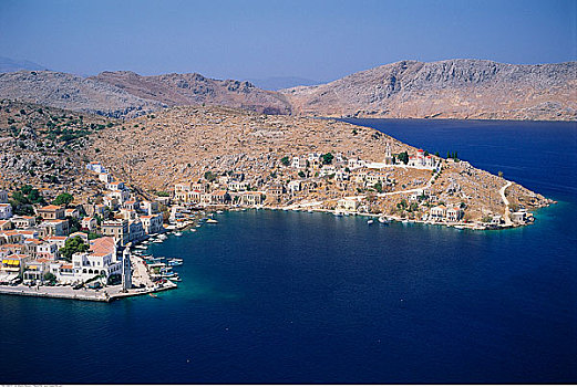 俯视,港口,岛屿,希腊