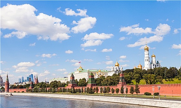 风景,莫斯科,克里姆林宫,河,夏天