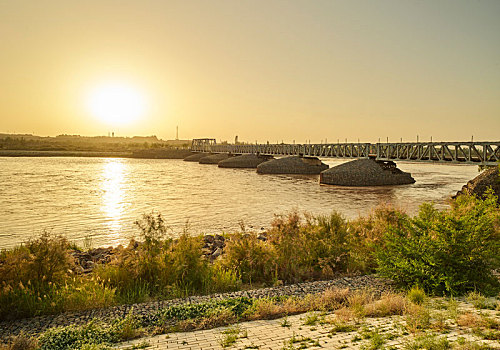 宁夏吴忠市青铜峡市黄河风光