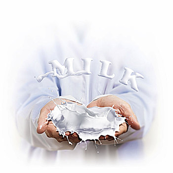 溅,牛奶,文字,概念
