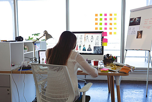 女性,时装设计师,工作,书桌,现代办公室