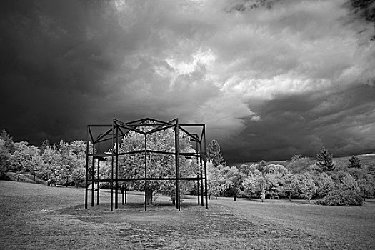 橄榄,树,装入,钢铁,建筑,风暴,天空,斧子,法国,2008年