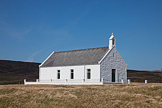 乡村,教堂,设得兰群岛,苏格兰
