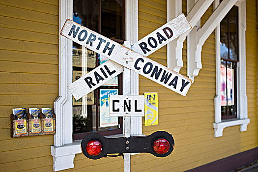 信息牌,铁道口,景色,铁路,新罕布什尔,美国