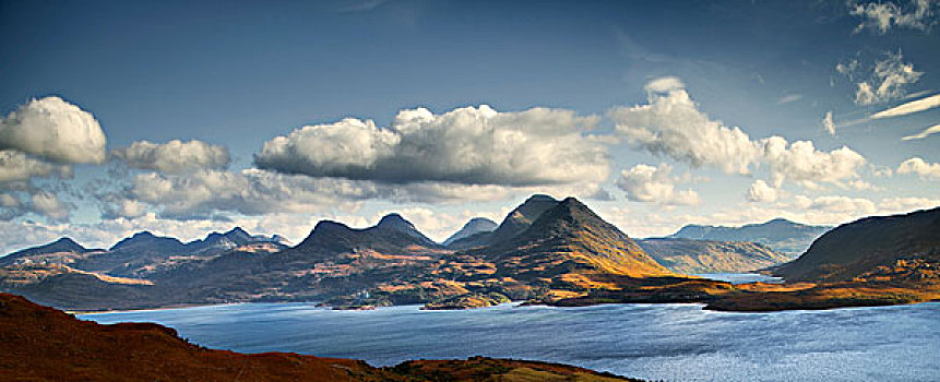 云,高处,山,湖,高地,苏格兰
