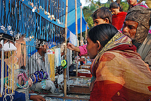 村民,装饰,货摊,市集,库尔纳市,孟加拉,十二月,2007年