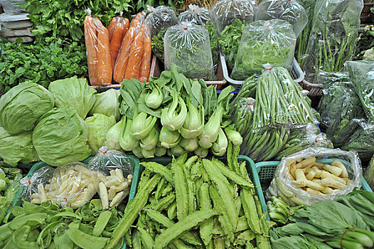 新鲜,蔬菜,市场货摊,曼谷,泰国