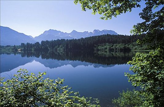 湖,阿尔卑斯山,巴伐利亚