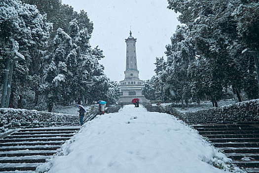 湖南省开福区烈士公园冬季雪景