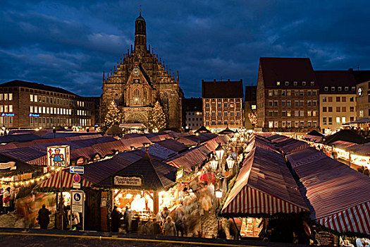 圣诞市场,圣母大教堂,大市集,历史名镇,纽伦堡,中弗兰肯,德国,弗兰克尼亚,巴伐利亚,欧洲