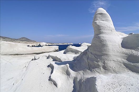 白色,石头,形态,海滩,基克拉迪群岛,希腊,欧洲