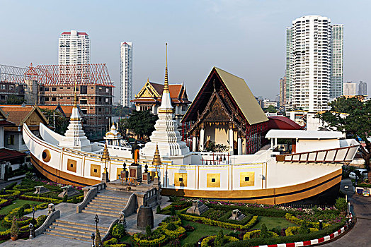 佛教寺庙,中国帆船,寺院,商务区,曼谷,泰国,亚洲