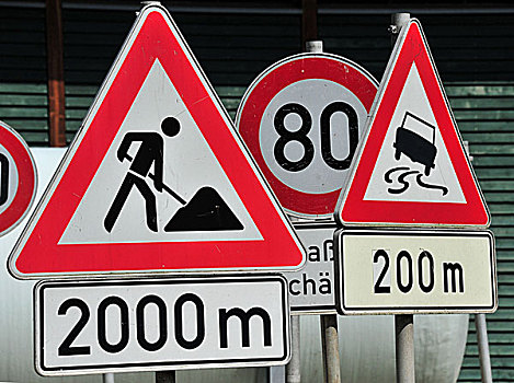交通标志,公路,维护,盖尔森基兴,北莱茵威斯特伐利亚,德国,欧洲