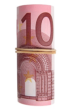10欧元,钞票,橡皮筋,包着
