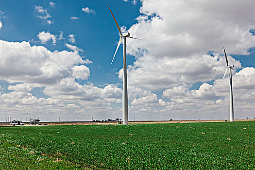 灰色,风力发电机,农场,旗帜,堪萨斯,美国