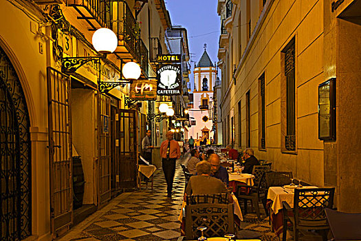 餐馆,小巷,隆达,哥斯达黎加,安达卢西亚,西班牙,欧洲