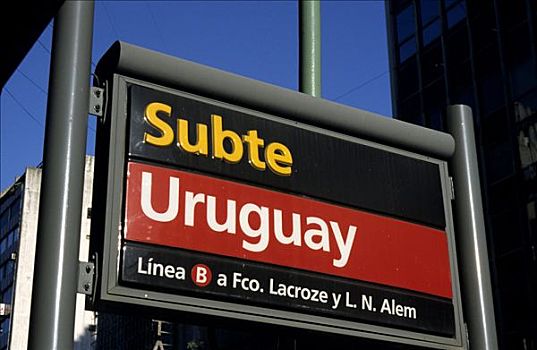 地铁,地下,标识,乌拉圭,车站,布宜诺斯艾利斯,阿根廷