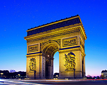 巴黎,地点,戴高乐,东方,拱形,夜晚,星空,背景