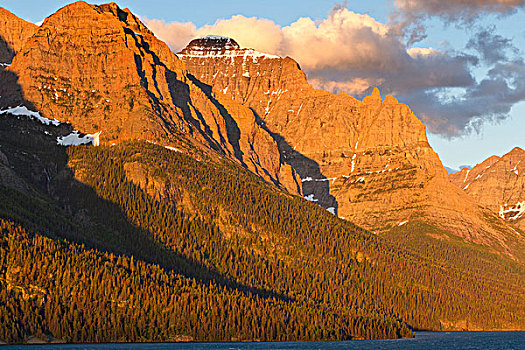 小,首领,山,织布机,上方,日出,冰川国家公园,蒙大拿,美国