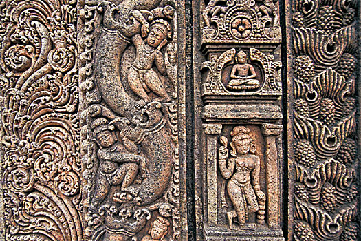 浮雕,遗迹,佛教,寺院,奥里萨帮,东印度,印度,亚洲