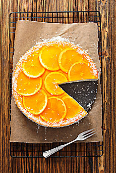 酸奶,蛋糕,橘子