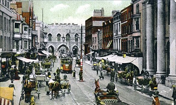 闹市街,南安普敦,汉普郡,迟,19世纪