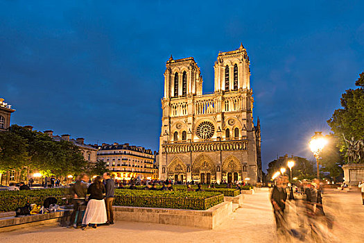 圣母大教堂,黄昏,室内,西部,建筑,巴黎,区域,法兰西岛,法国,欧洲