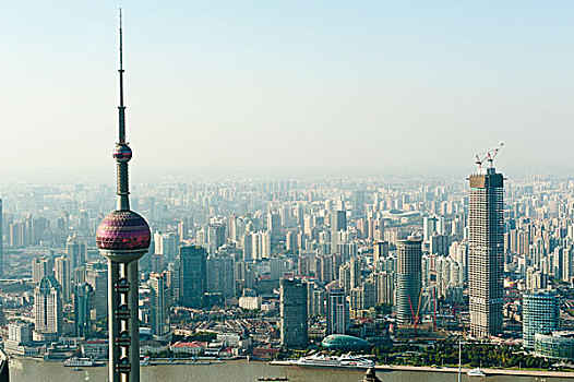 风景,金茂大厦,摩天大楼,东方明珠电视塔,黄浦江,上海,中国,亚洲