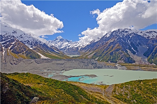 白色,山,结冰,山谷