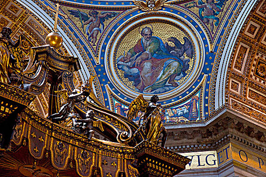 天花板,特写,室内,圣彼得大教堂,梵蒂冈城,罗马,拉齐奥,意大利
