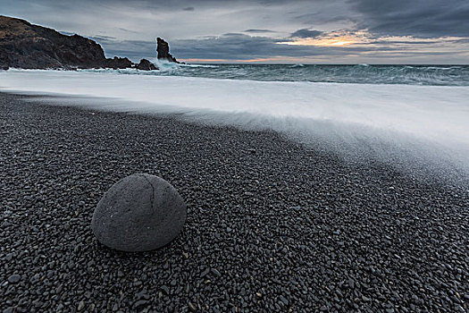 波浪,碰撞,岩石,海滩,斯奈山半岛,冰岛