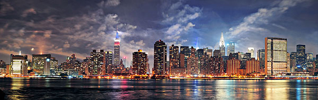 纽约,曼哈顿,市中心,黄昏
