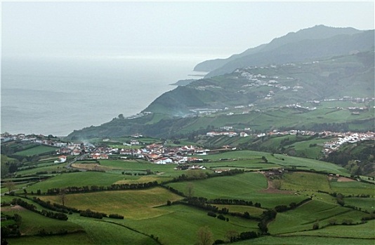 俯拍,沿岸,风景,亚速尔群岛