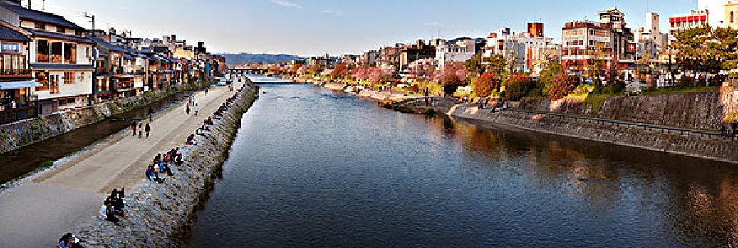 全景,风景,河,京都,日本,亚洲