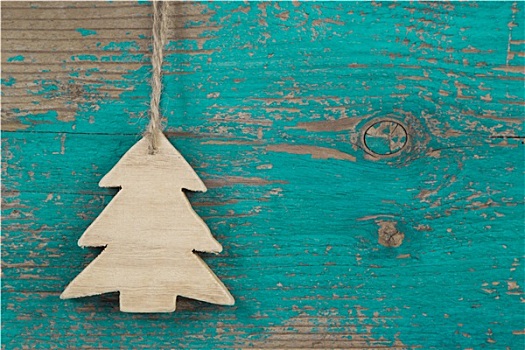 手制,圣诞树,木质,绿色,青绿色背景