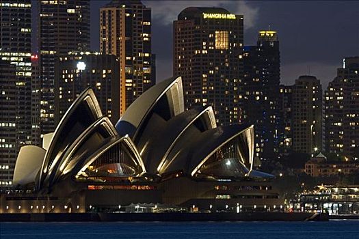 澳大利亚,悉尼,夜景,看,悉尼港,剧院
