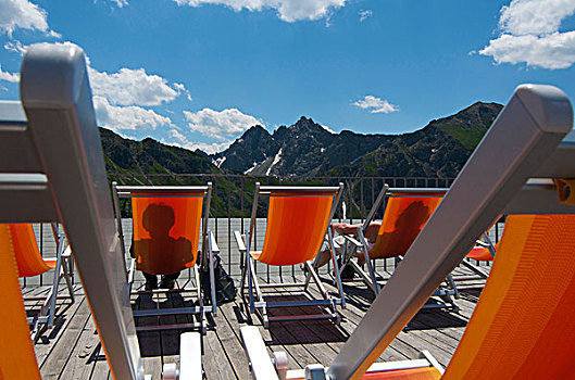 折叠躺椅,山,克莱恩瓦泽泰,小,山谷,奥地利,欧洲