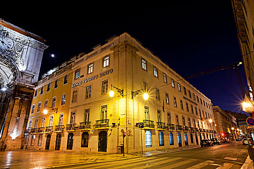 枝条,葡萄牙,银行,夜晚,里斯本,欧洲
