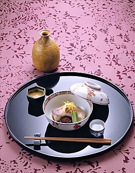 蒸制,铜盆鱼,蔬菜,日本米酒,日本