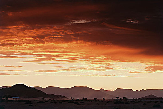 纳米比亚,塞斯瑞姆,纳米比诺克陆夫国家公园,索苏维来地区,荒芜,日出,大幅,尺寸