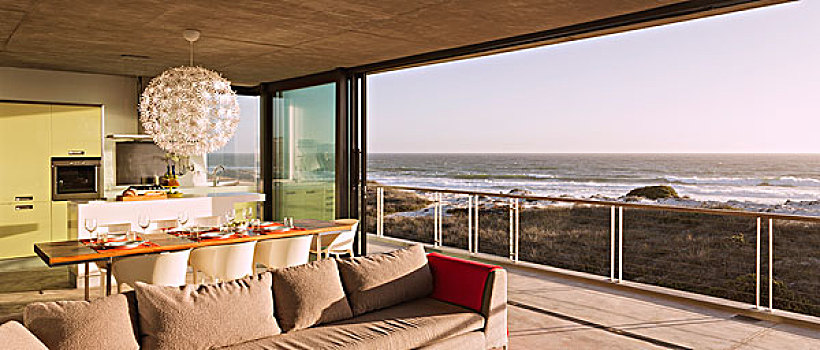 现代生活,房间,餐厅,远眺,海洋